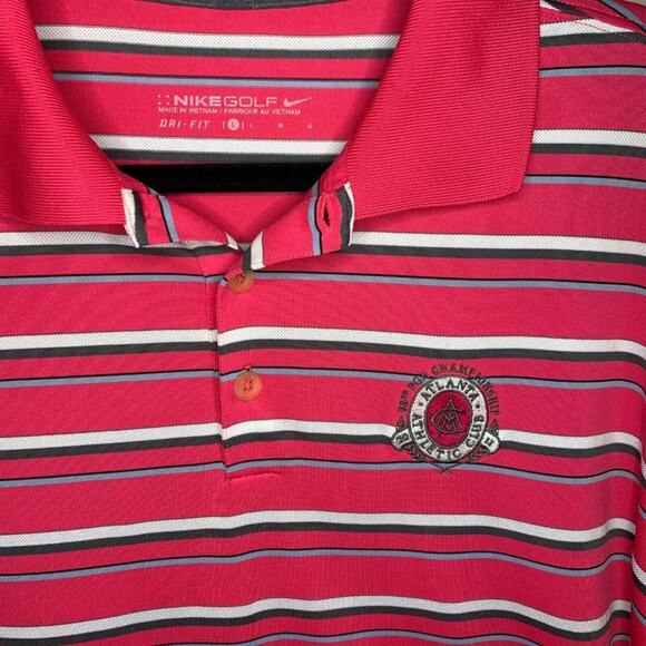 Nike Golf Tour Performance Dri Fit Men's Large Pink Striped Short Sleeve… - Picture 3 of 5